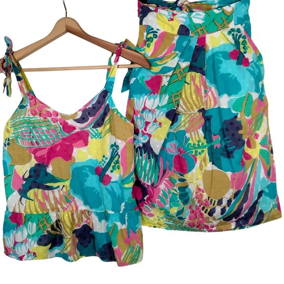 J Crew Dresses & Skirts - J Crew Skirt Outfit Size 0 P Petite Pink Blue Floral Halter Ruffled Blue Pink